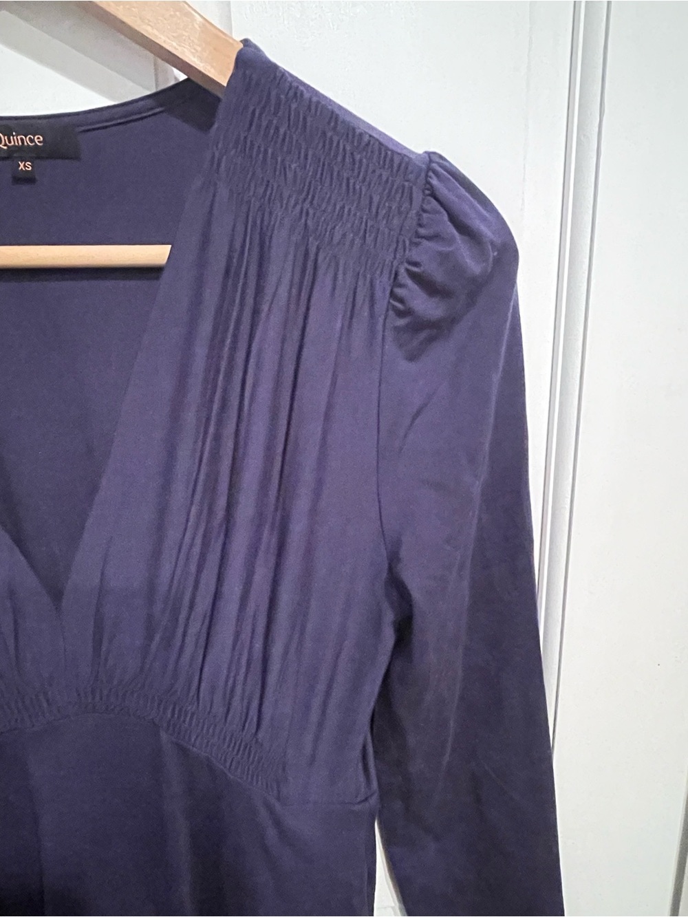 Quince Navy Long-Sleeve V-Neck Maxi Dress XS - Picture 4 of 7